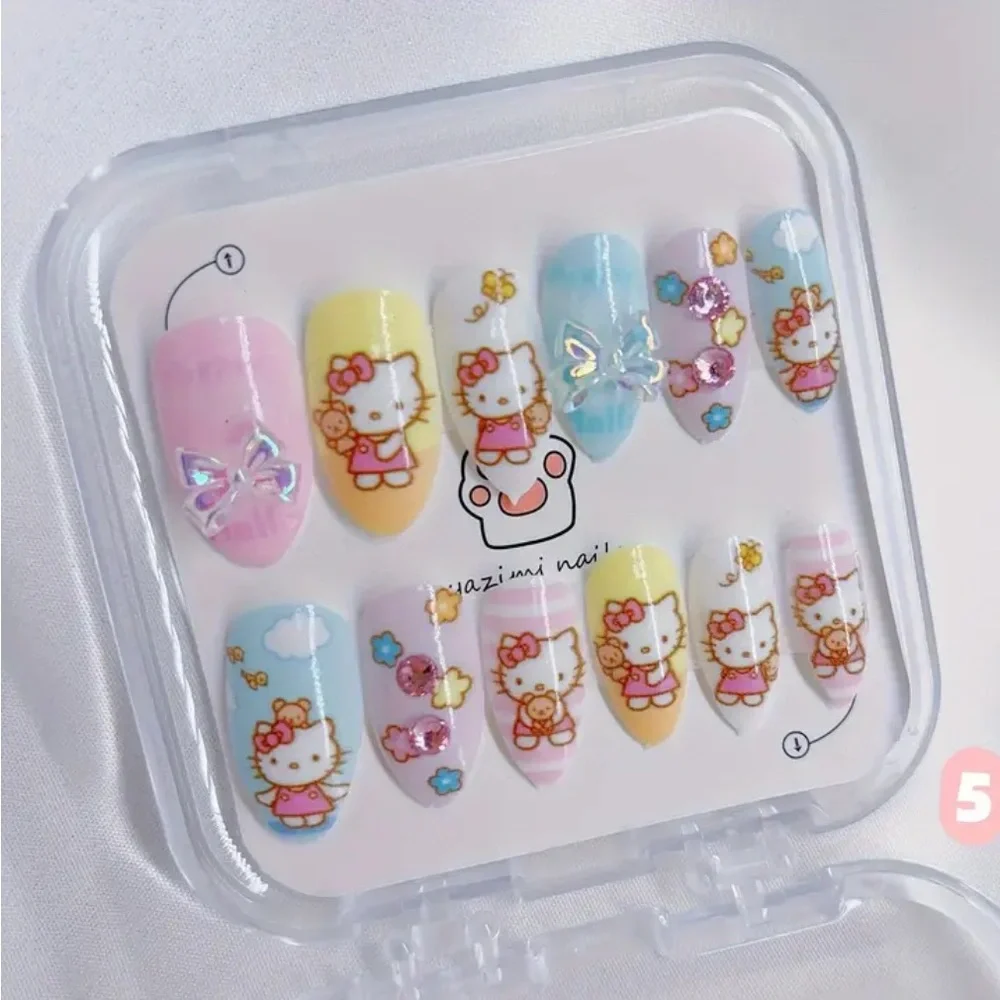 Sanrio Kuromi, Hello Kitty Pastel & Pink Press On Nail Set 12pc set- One Set Ea